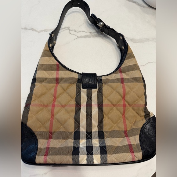 Burberry Checkered Hobo Bag in Tan and Black - Picture 9 of 14